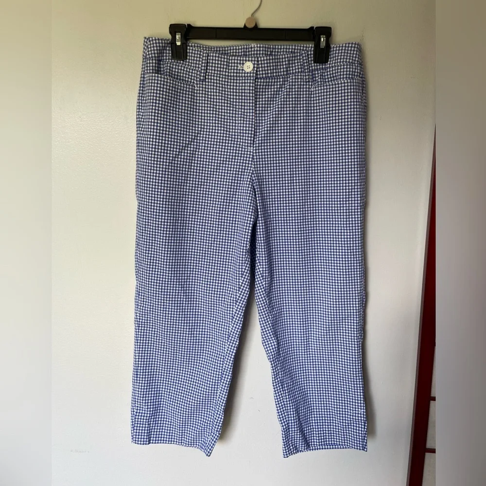 Talbots Blue and White Gingham Capris, Size 10